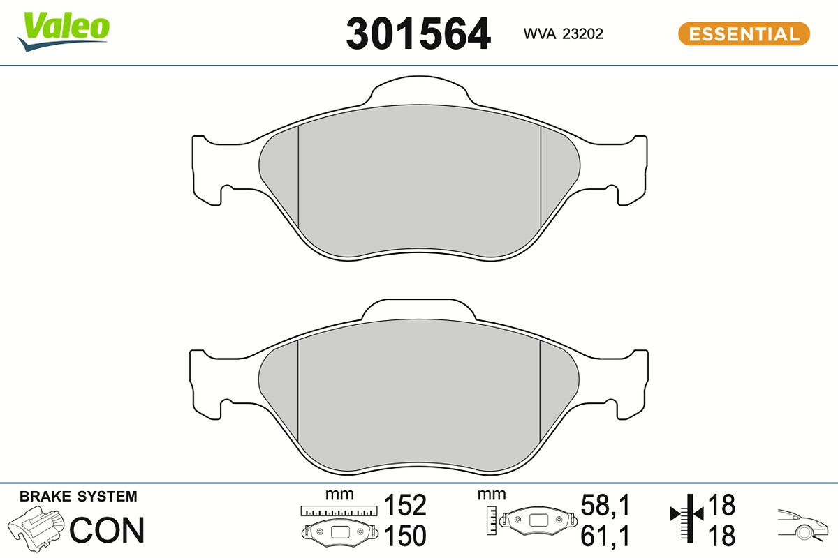 Jeu de 4 plaquettes de frein VALEO ref. 301564